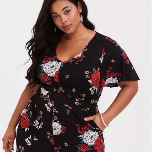 Torrid Black Floral Jumpsuit with wide legs - Picture 11 of 12